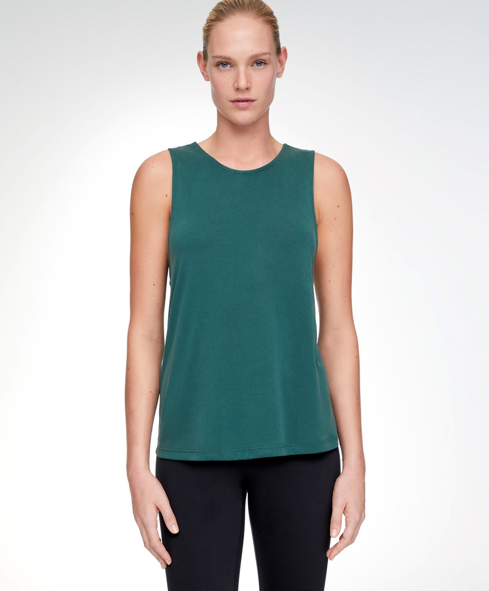 Oysho Modal Open Back αμανικα T-shirt Bottle | HEBTJI-652