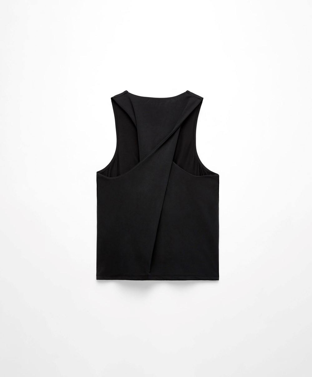 Oysho Modal Open Back αμανικα T-shirt μαυρα | WBDQZP-723