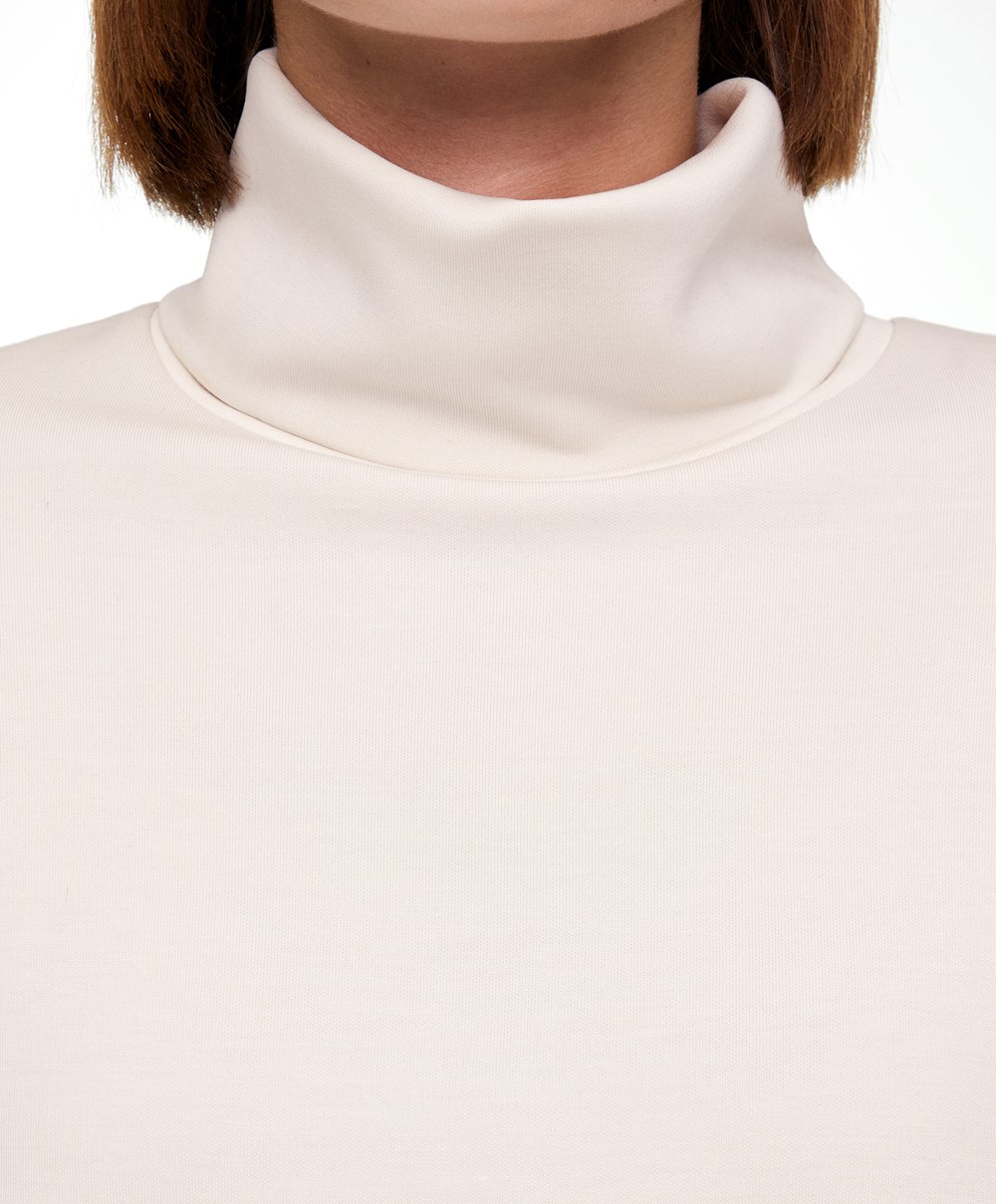 Oysho Modal Roll-neck Crop Sweatshirt Stone | NUJDIX-687