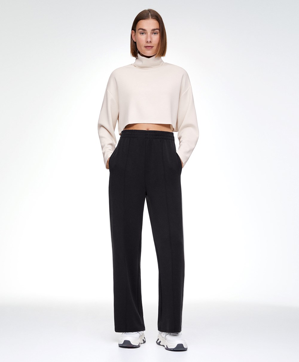 Oysho Modal Roll-neck Crop Sweatshirt Stone | NUJDIX-687