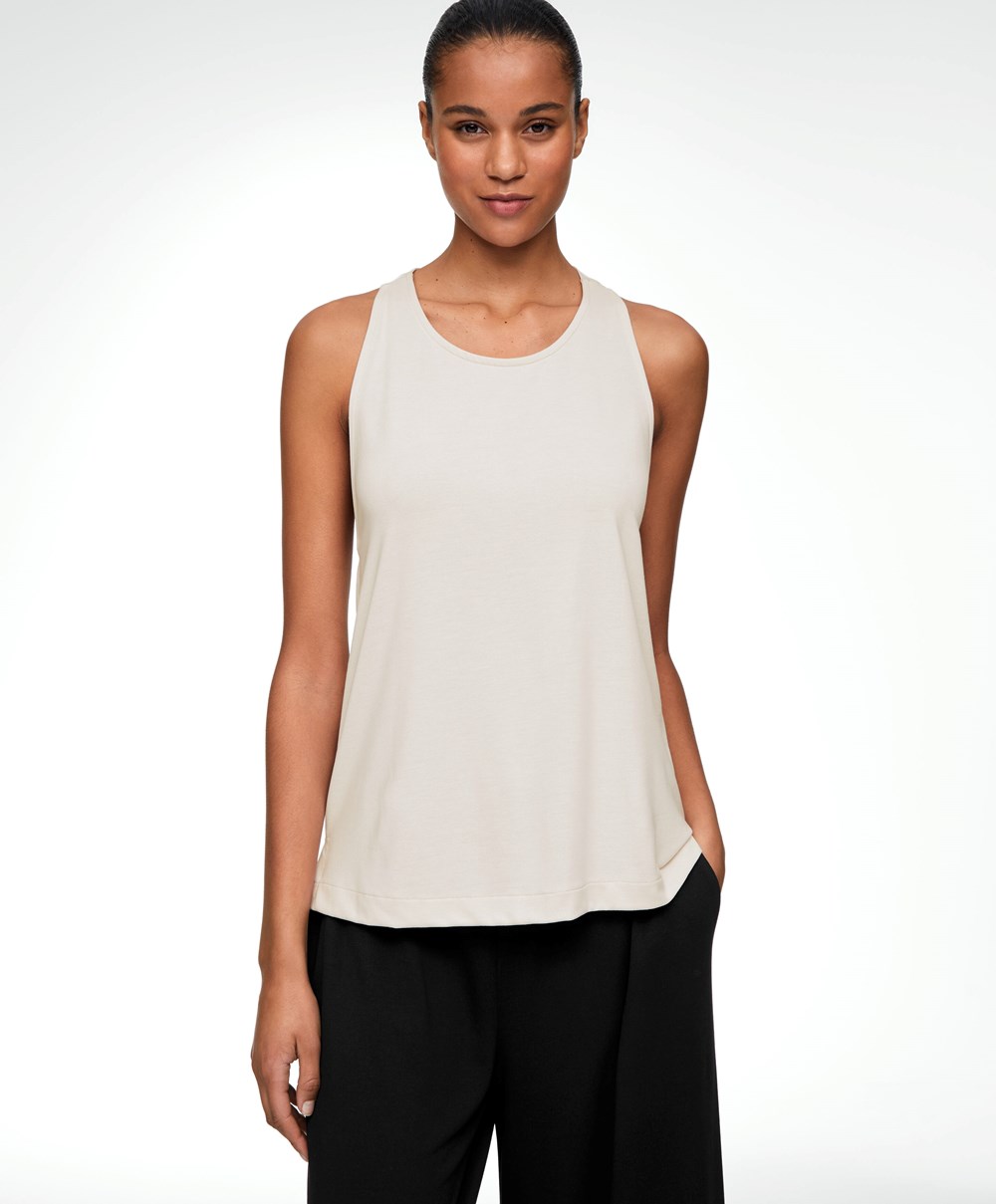 Oysho Modal Twist Vest Top Stone | CLXZQU-932