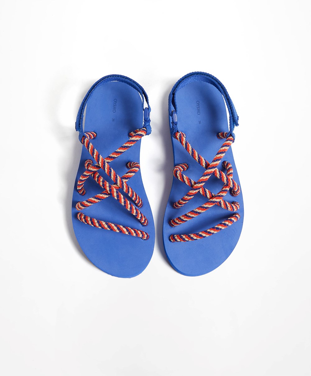 Oysho Multi-coloured Cord Beachwear Platforms μπλε | GBVIMN-257