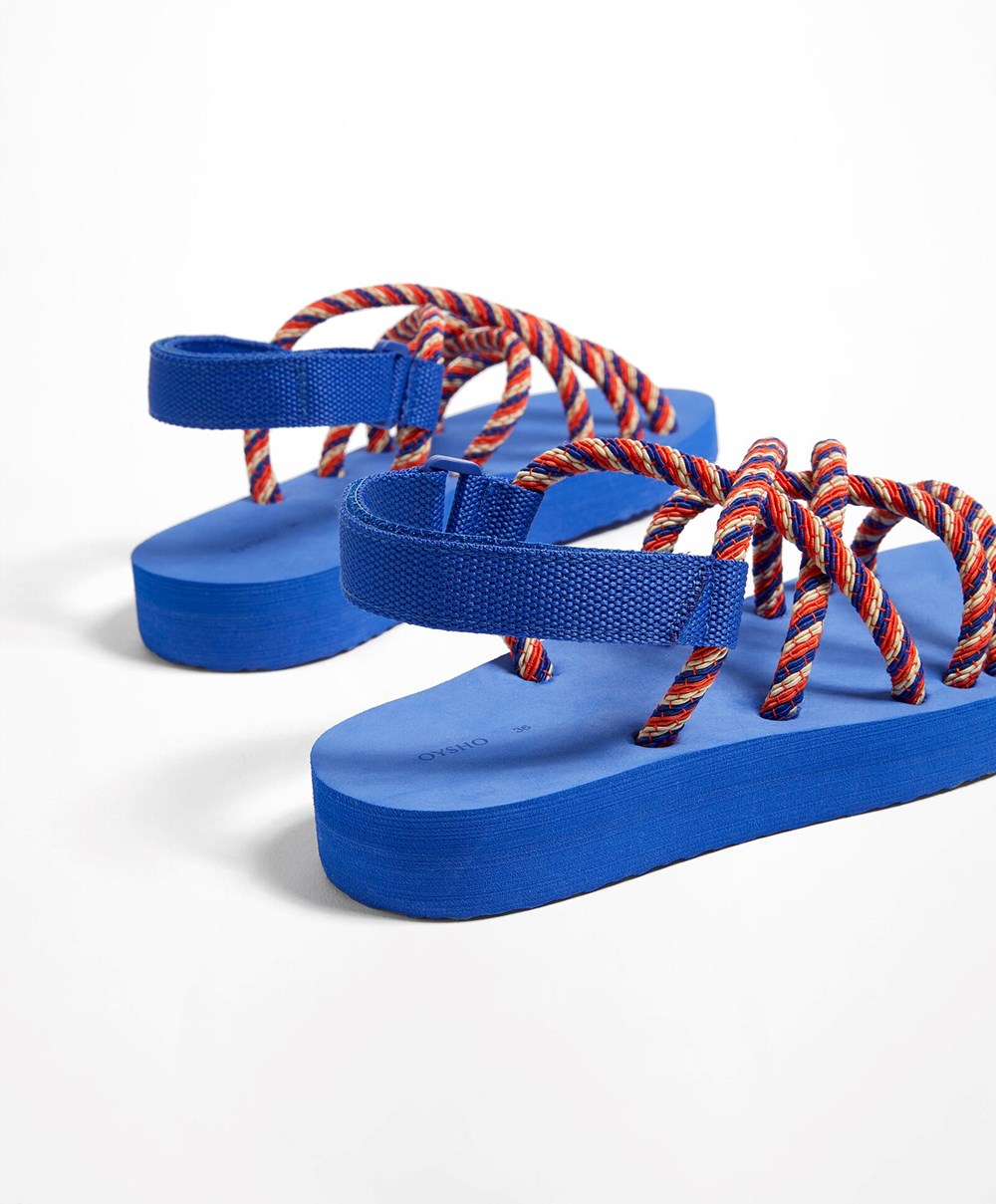 Oysho Multi-coloured Cord Beachwear Platforms μπλε | GBVIMN-257