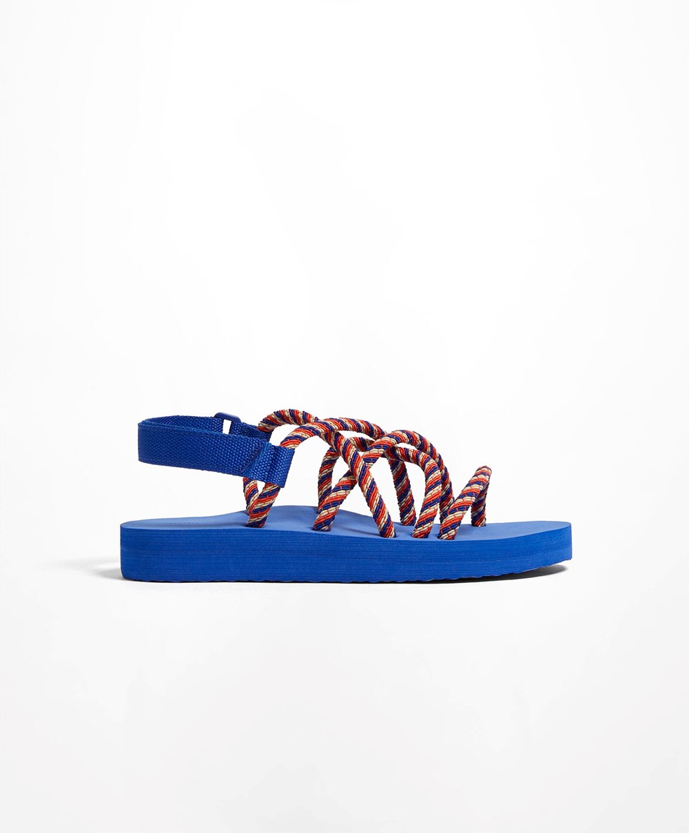 Oysho Multi-coloured Cord Beachwear Platforms μπλε | GBVIMN-257