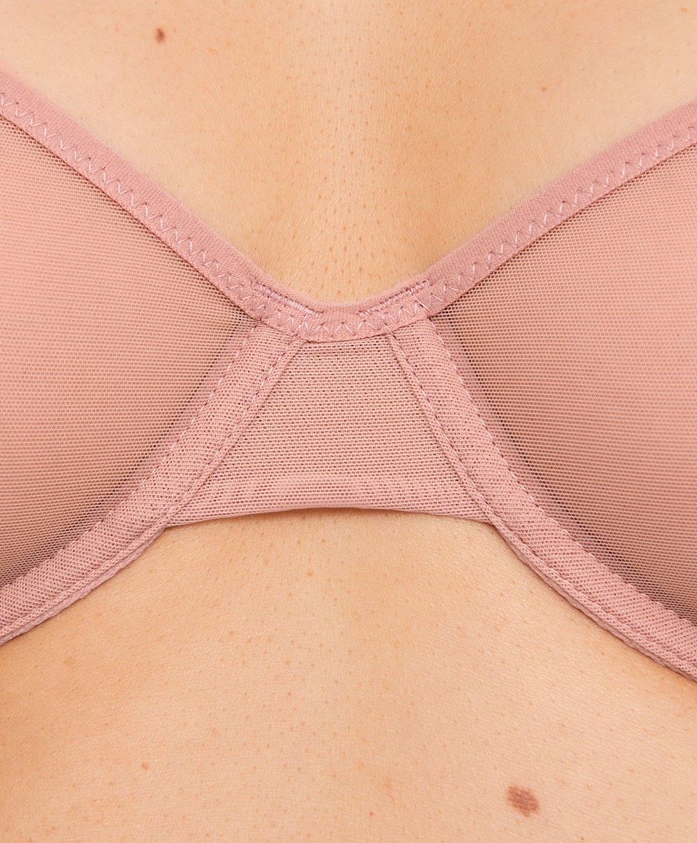 Oysho Non-padded Underwired κλασικα Bra In Tulle Mid Dusty Rosette | DQPRJF-527