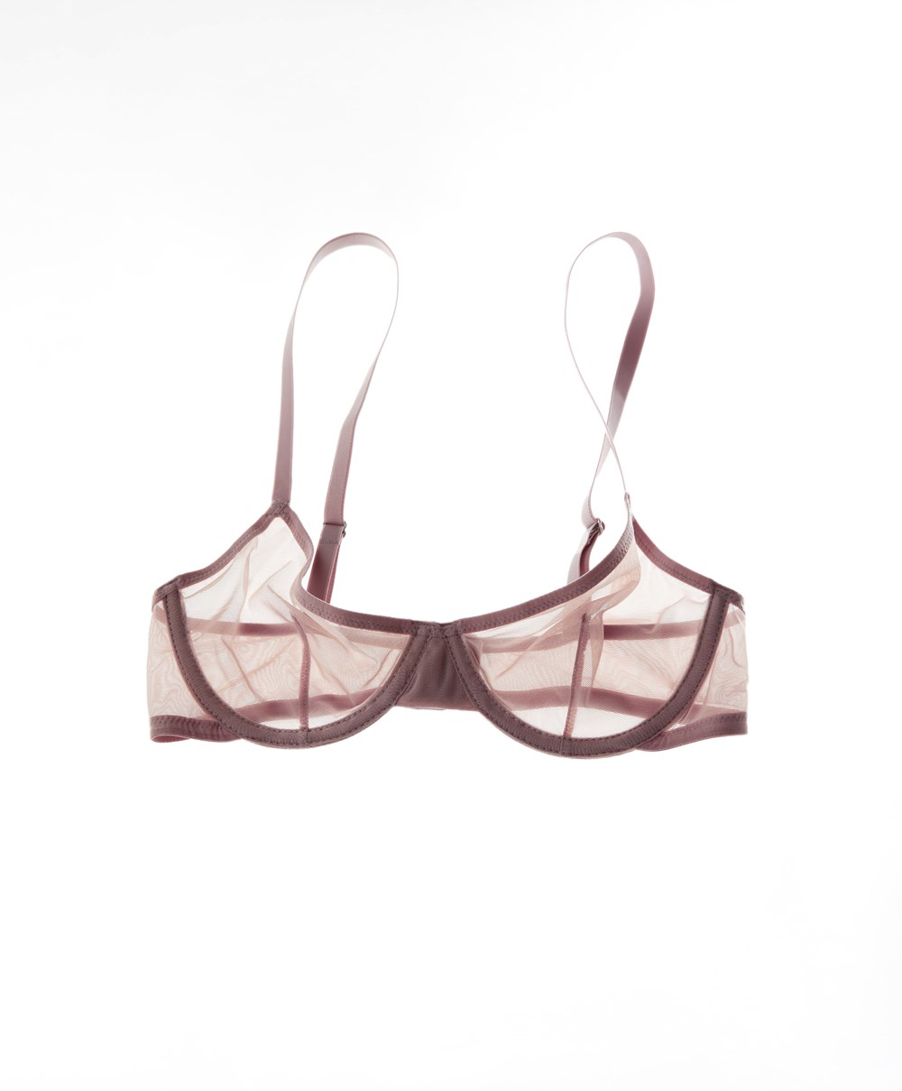 Oysho Non-padded Underwired κλασικα Bra In Tulle Mid Dusty Rosette | DQPRJF-527