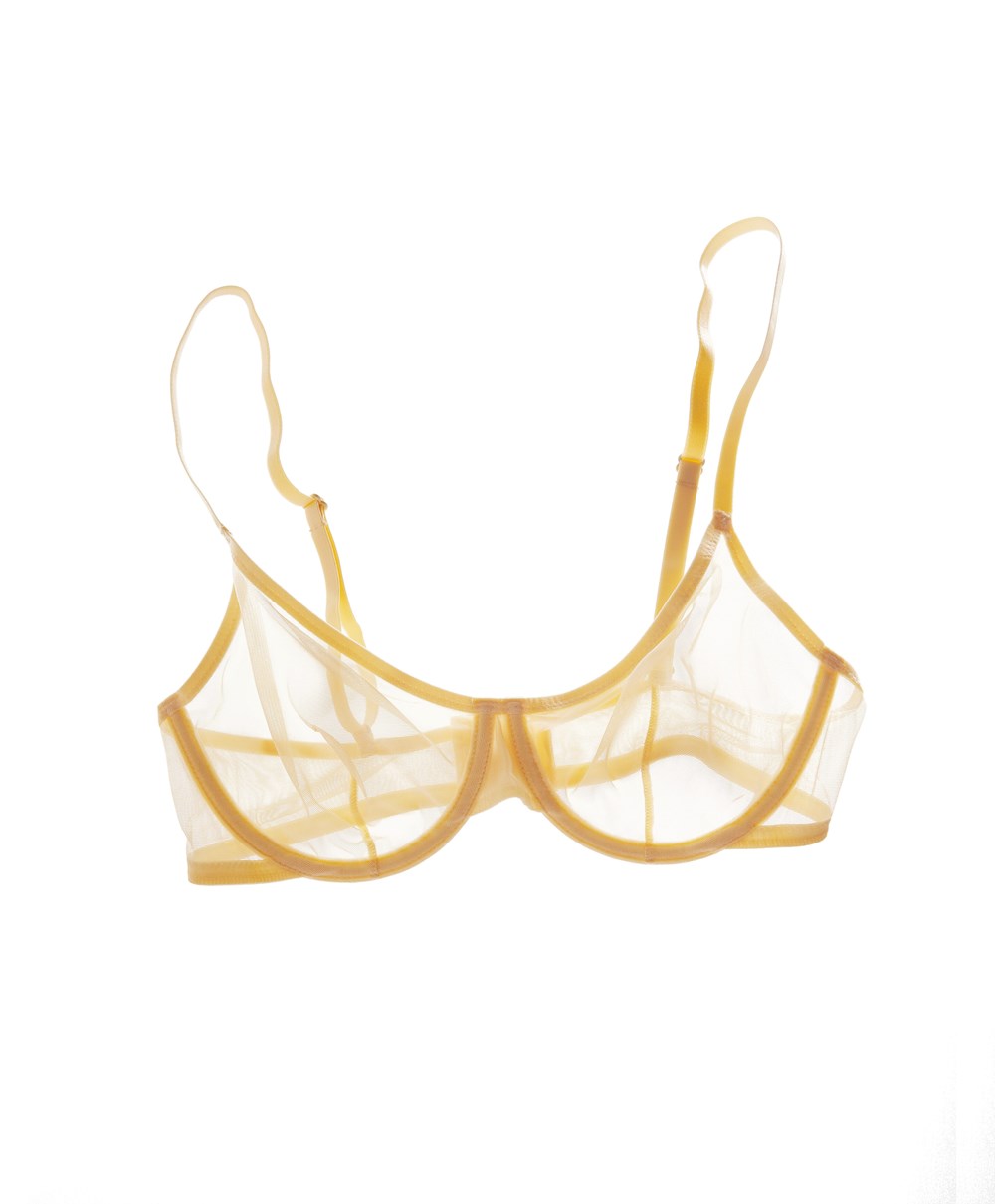 Oysho Non-padded Underwired κλασικα Bra In Tulle κίτρινα | WHSCFD-230