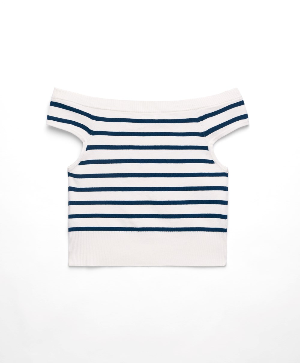 Oysho Off-shoulder Knit Top Cream-white | TDEIMY-954