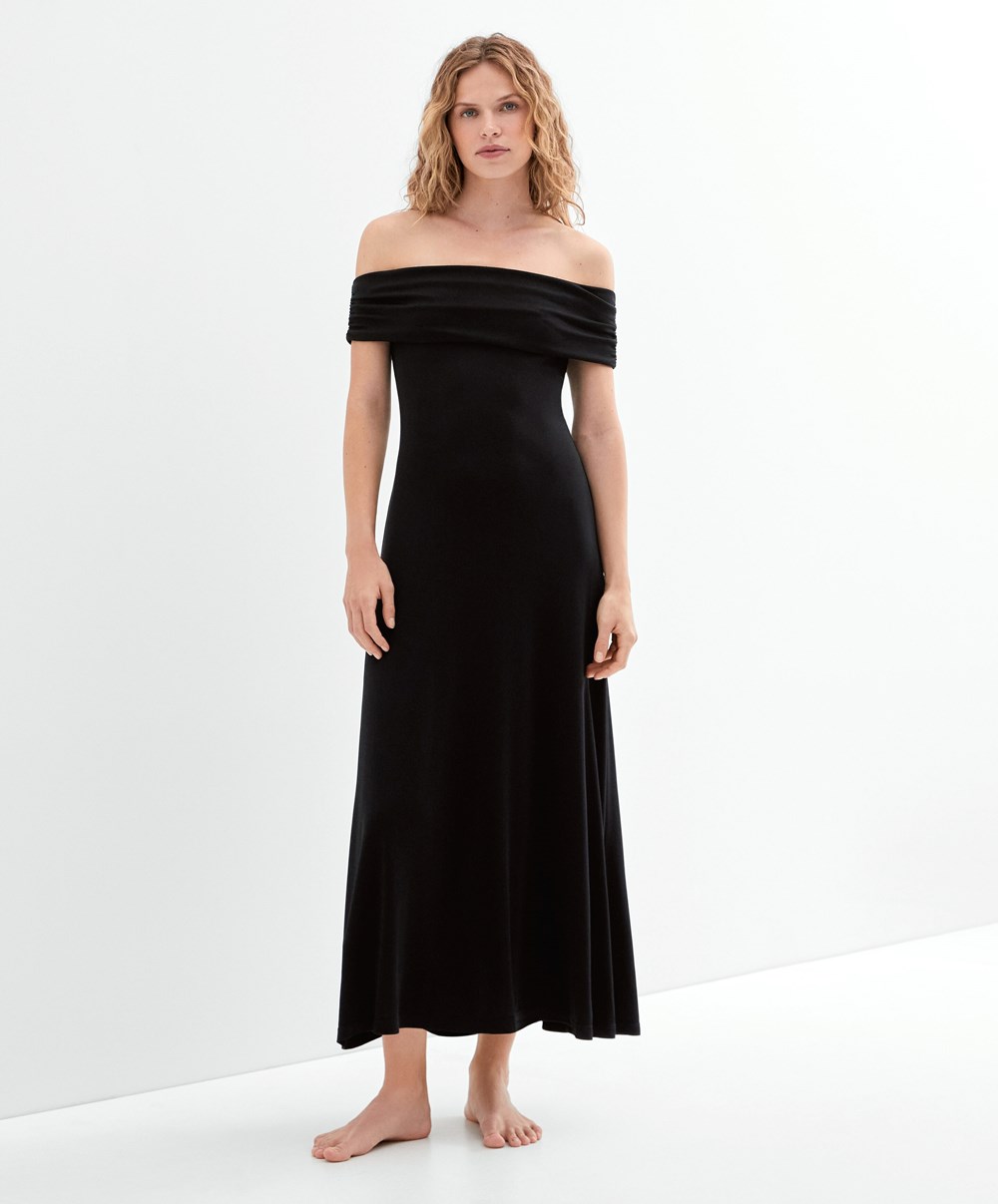 Oysho Off-shoulder φορεμα μαυρα | NSLIOB-763