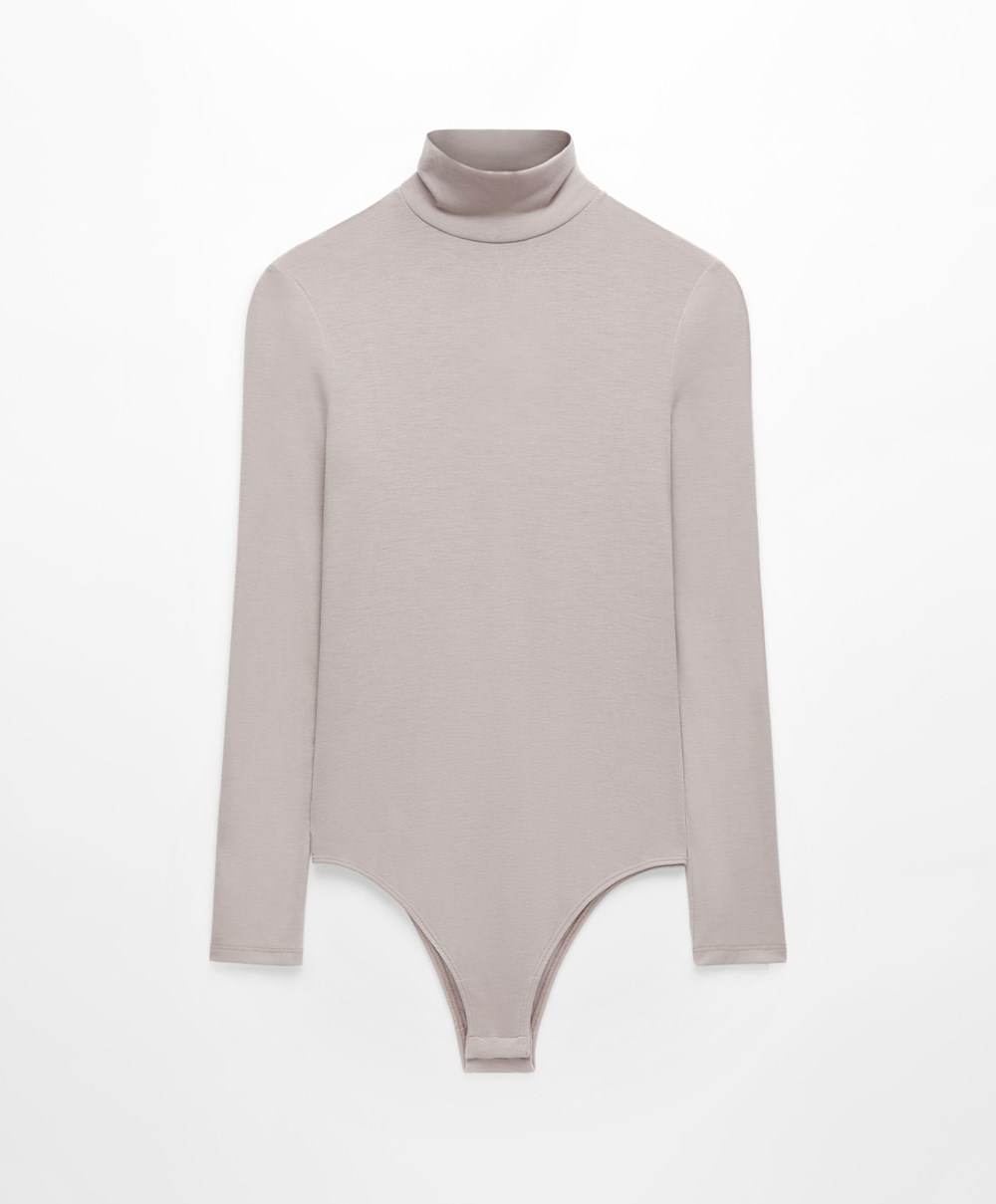 Oysho Outlast® Thermal High-neck Body Pale Taupe | BCZIQG-201