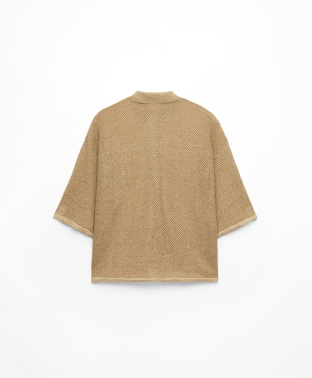 Oysho Oversize Knit Shirt χρυσο χρωμα | KMFHDW-502