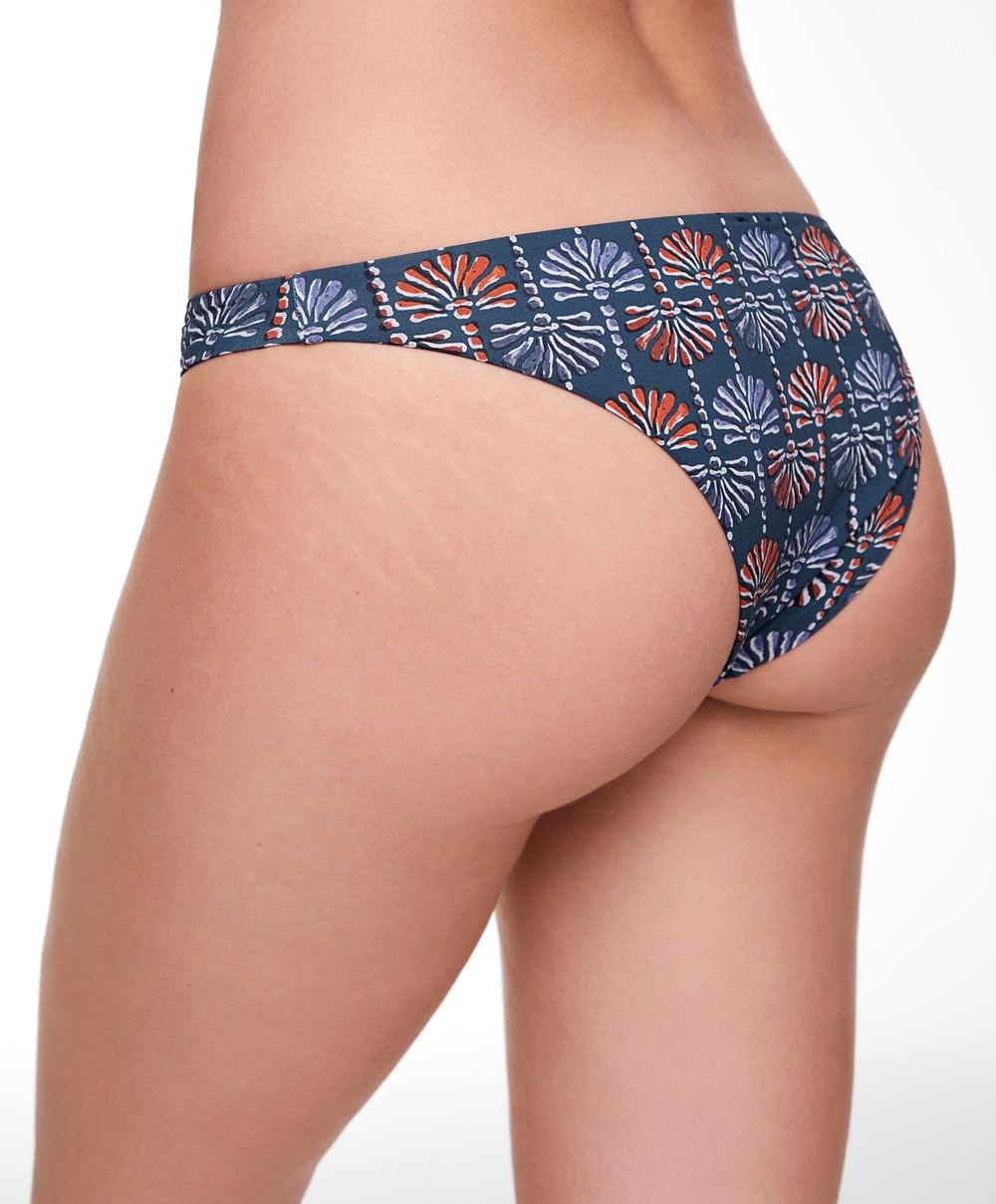 Oysho Palm Tree Medium-coverage Μπικίνι Briefs σκούρο μπλε | LIDTQW-387