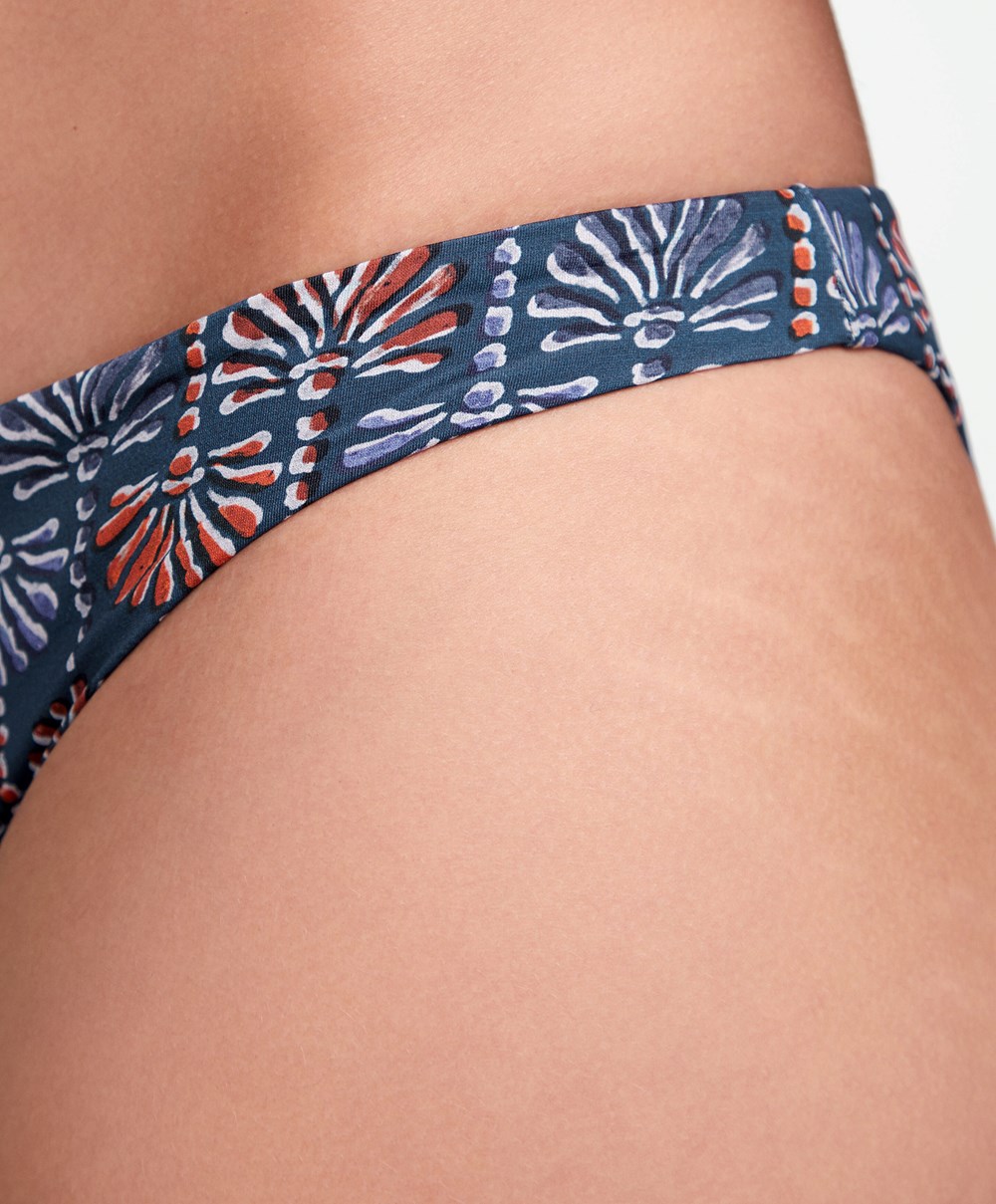 Oysho Palm Tree Medium-coverage Μπικίνι Briefs σκούρο μπλε | LIDTQW-387