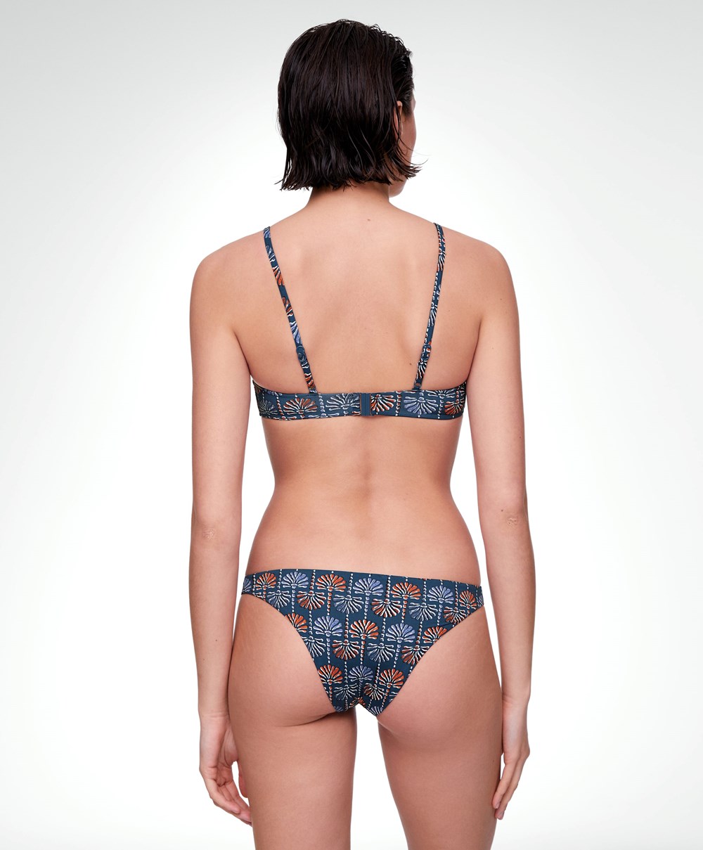 Oysho Palm Tree Medium-coverage Μπικίνι Briefs σκούρο μπλε | LIDTQW-387