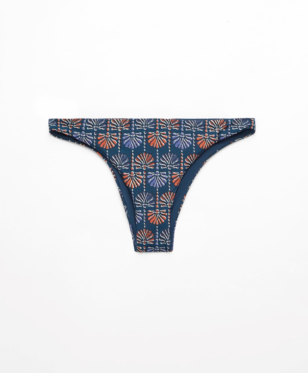 Oysho Palm Tree Medium-coverage Μπικίνι Briefs σκούρο μπλε | LIDTQW-387