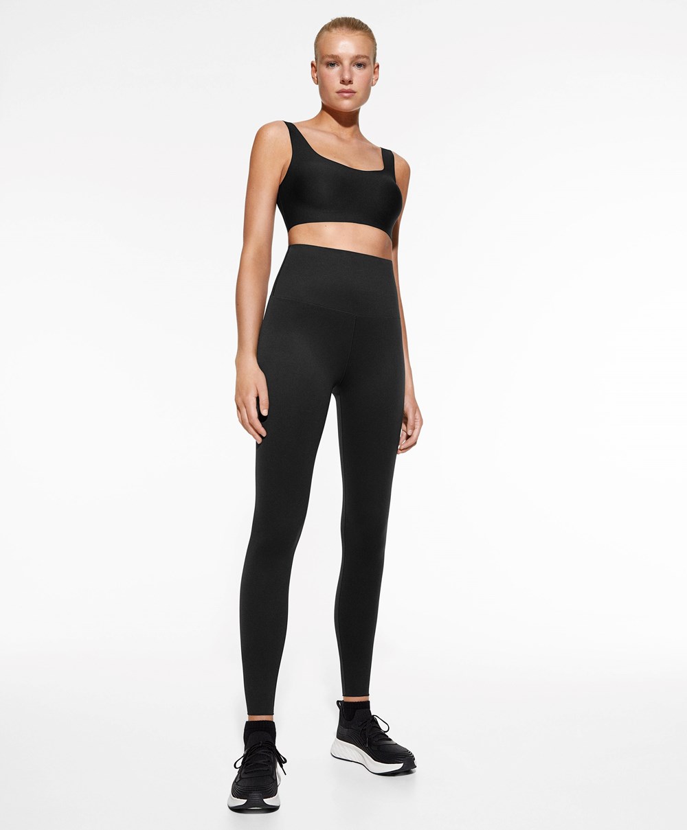 Oysho Perfect-adapt Medium-support Sports Bra With Cups μαυρα | MGYPRJ-240