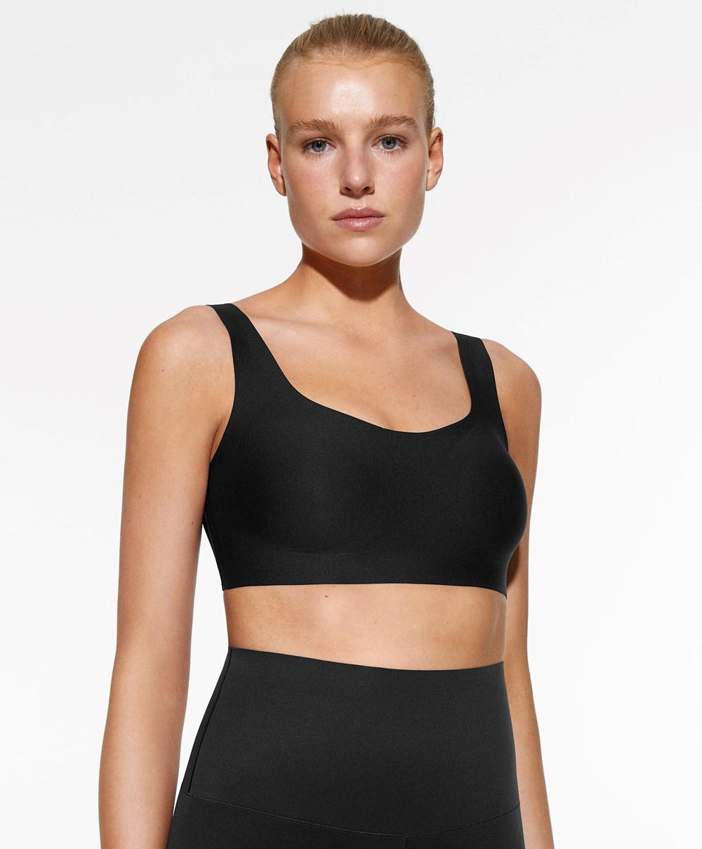 Oysho Perfect-adapt Medium-support Sports Bra With Cups μαυρα | MGYPRJ-240