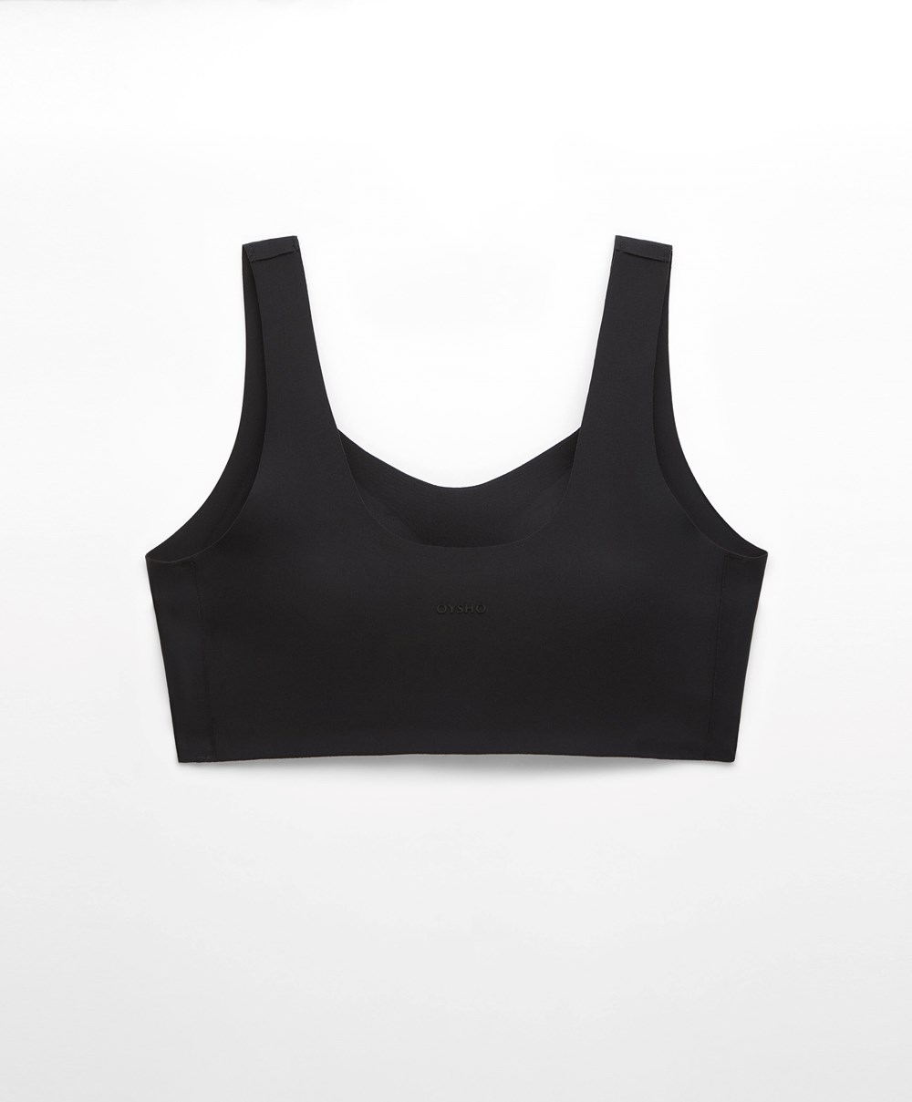 Oysho Perfect-adapt Medium-support Sports Bra With Cups μαυρα | MGYPRJ-240