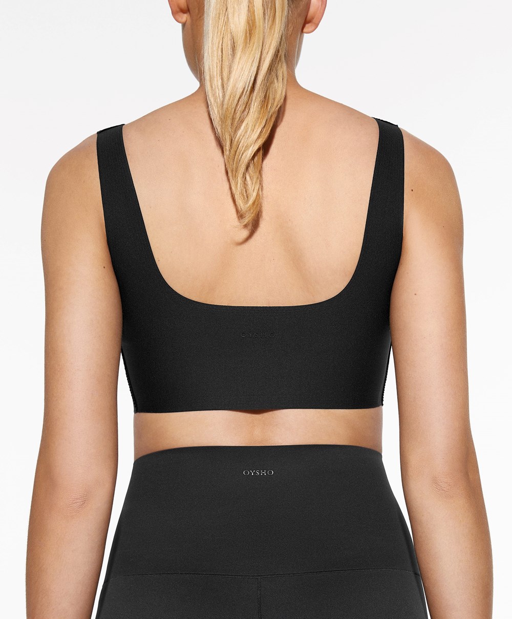 Oysho Perfect-adapt Medium-support Sports Bra With Cups μαυρα | MGYPRJ-240