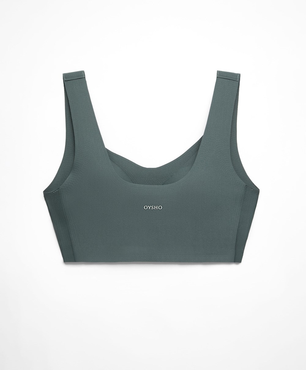 Oysho Perfect-adapt Medium-support Sports Bra With Cups Mid Ocean | SRDPFW-190