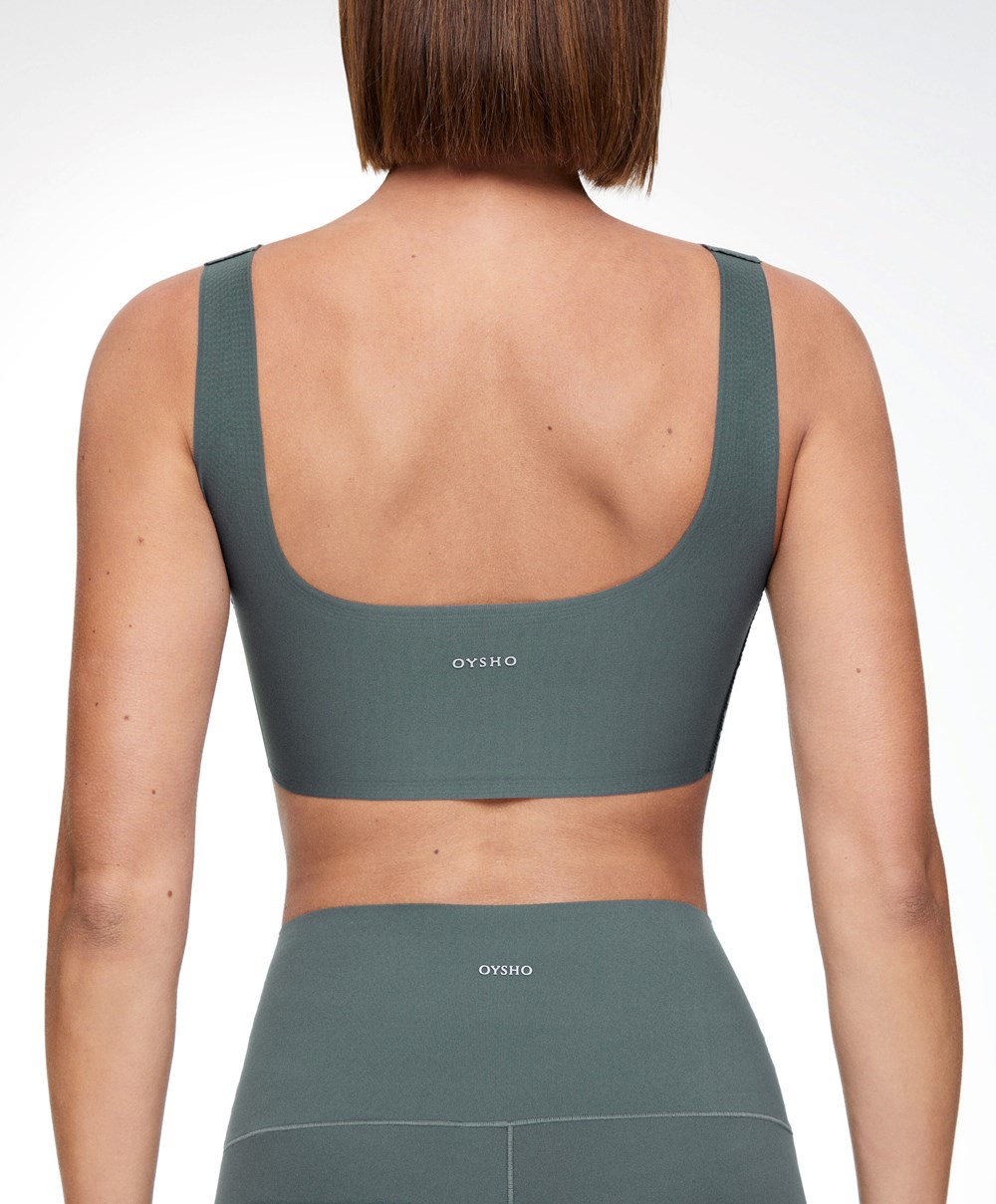 Oysho Perfect-adapt Medium-support Sports Bra With Cups Mid Ocean | SRDPFW-190