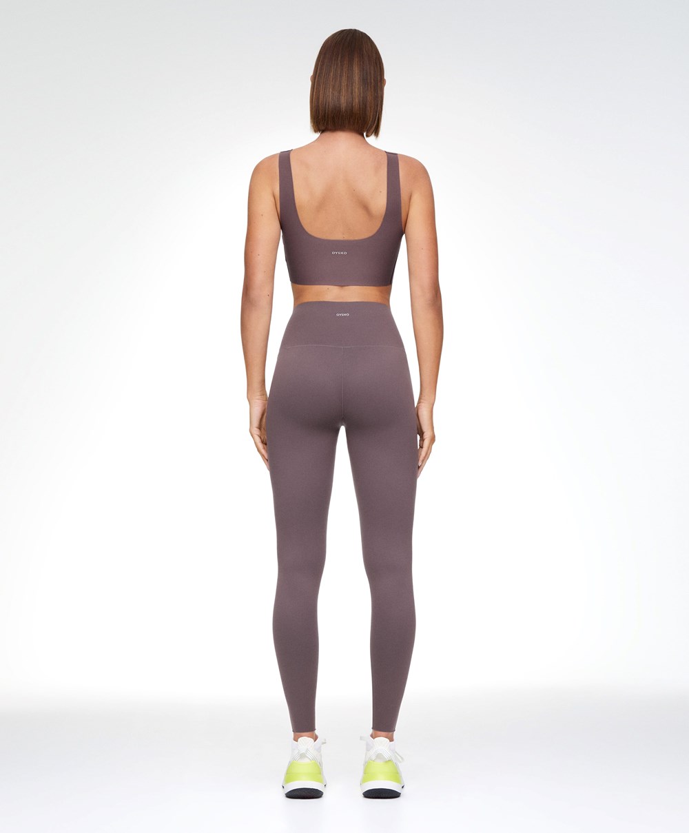 Oysho Perfect-adapt Medium-support Sports Bra With Cups Grey-purple | ZFMGXO-652