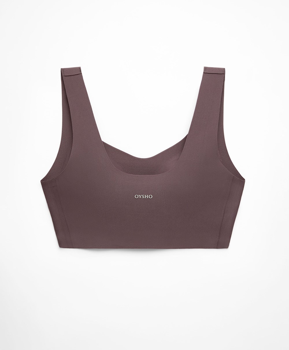 Oysho Perfect-adapt Medium-support Sports Bra With Cups Grey-purple | ZFMGXO-652