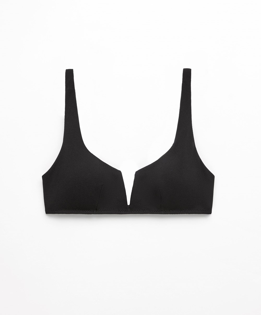 Oysho Piqué Halterneck Μπικίνι Top μαυρα | VZXUQW-708