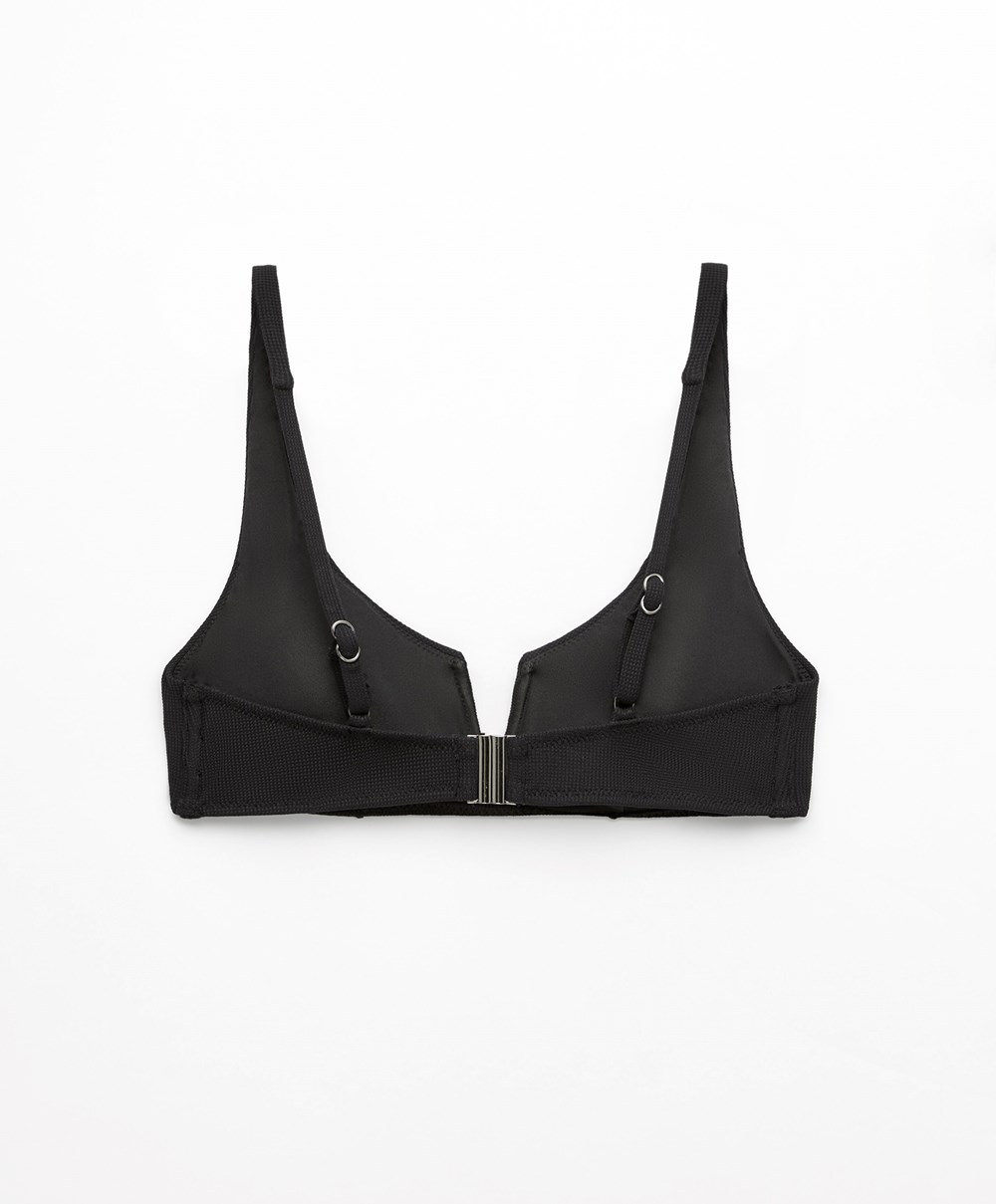 Oysho Piqué Halterneck Μπικίνι Top μαυρα | VZXUQW-708