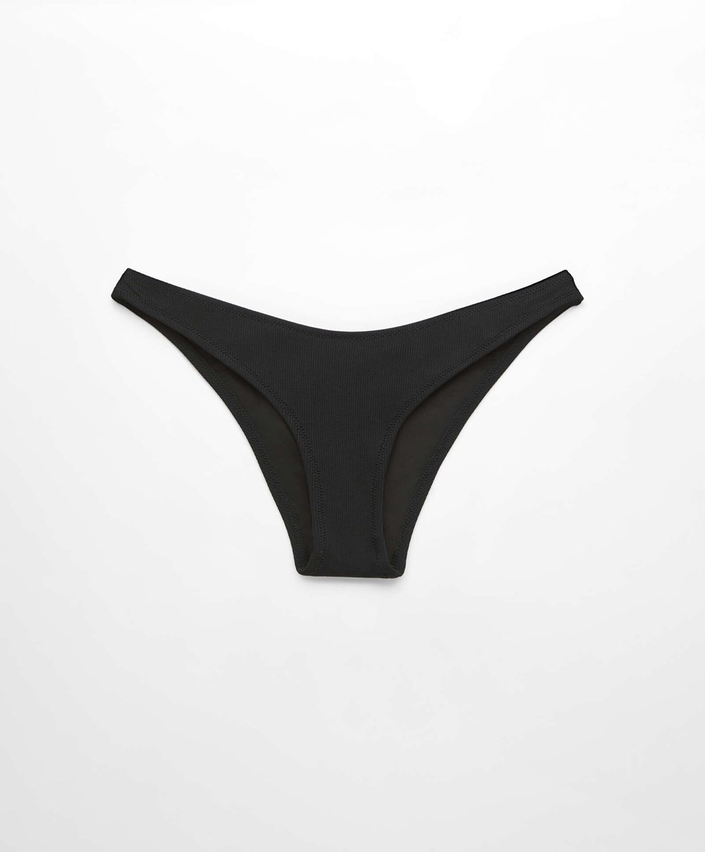 Oysho Piqué Mid-rise Μπικίνι Briefs μαυρα | RDEZQH-386