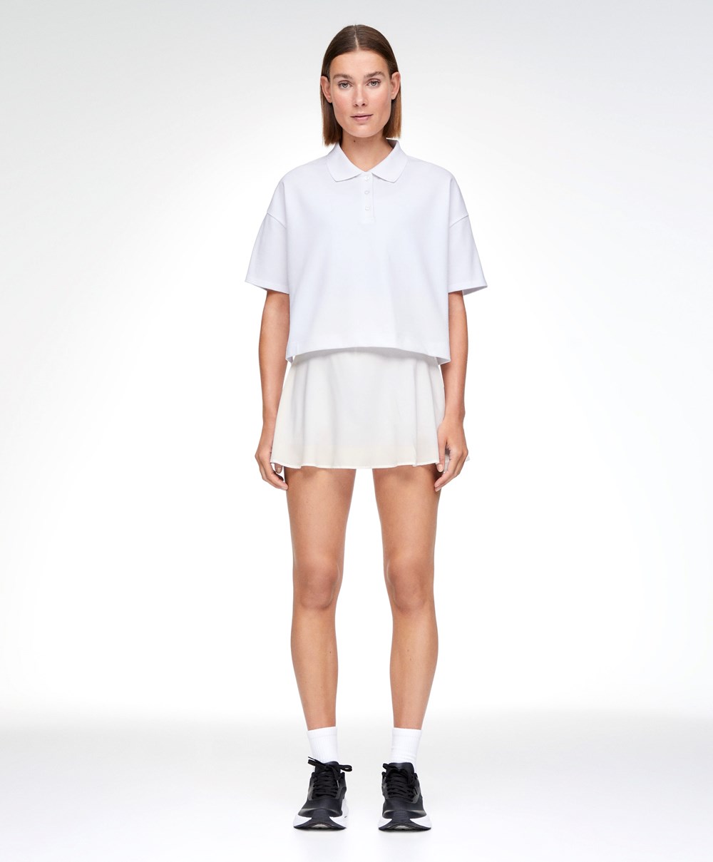 Oysho Piqué βαμβακερα Polo Shirt ασπρα | YUAEMP-582