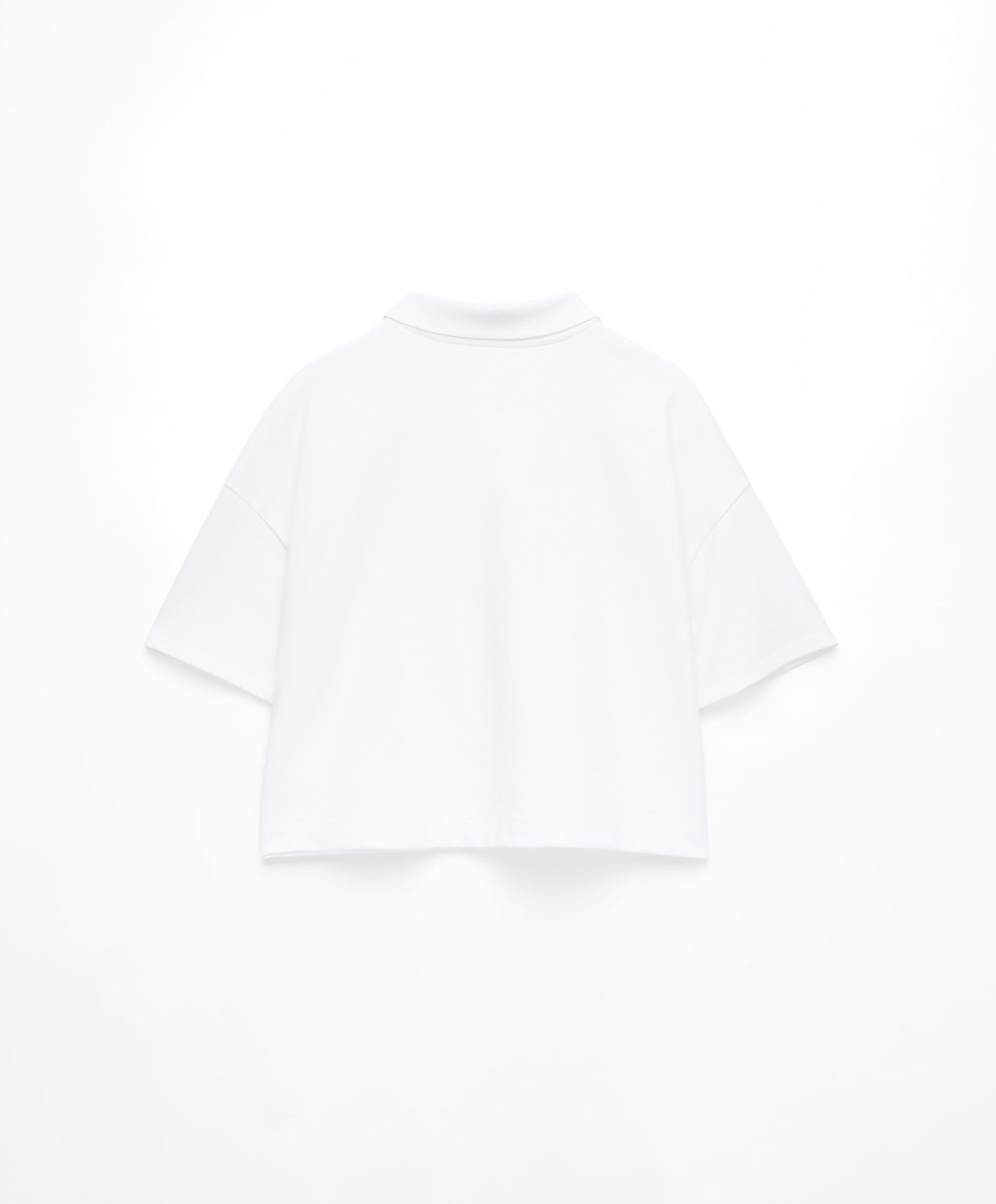 Oysho Piqué βαμβακερα Polo Shirt ασπρα | YUAEMP-582