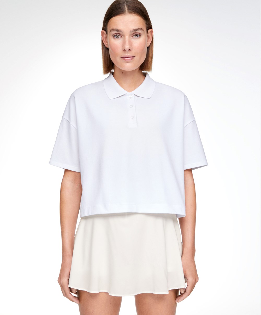 Oysho Piqué βαμβακερα Polo Shirt ασπρα | YUAEMP-582