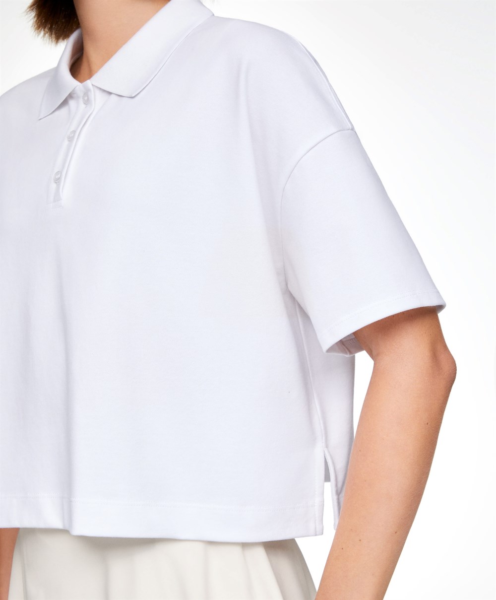 Oysho Piqué βαμβακερα Polo Shirt ασπρα | ZCJDVS-251