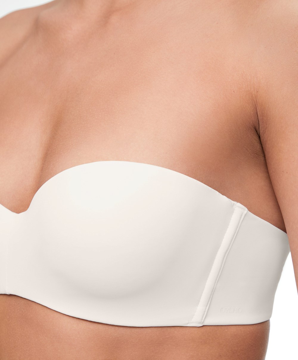 Oysho Polyamide Bra With Removable Straps Pale Ecru | EGDCPZ-236