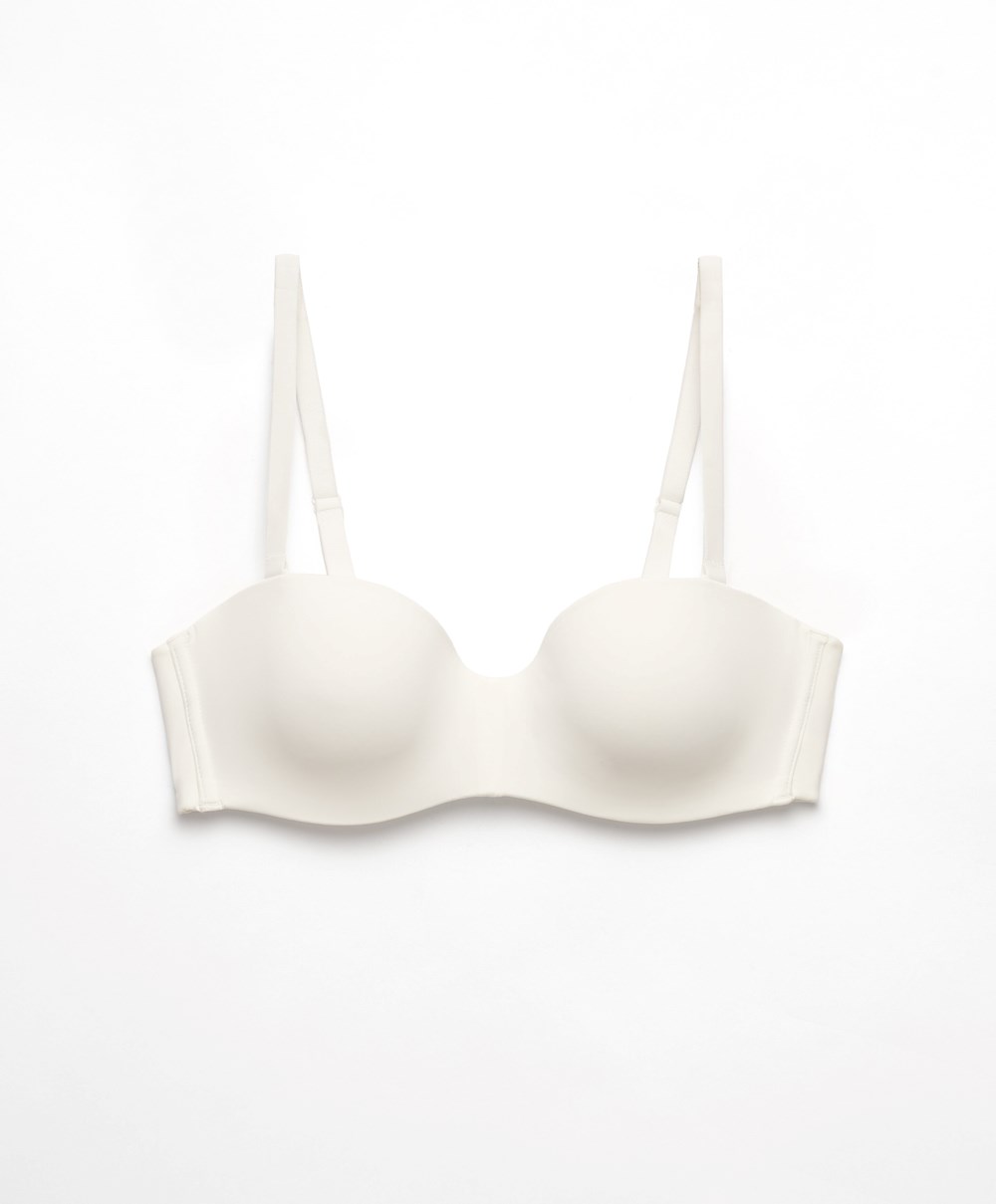 Oysho Polyamide Bra With Removable Straps Pale Ecru | EGDCPZ-236