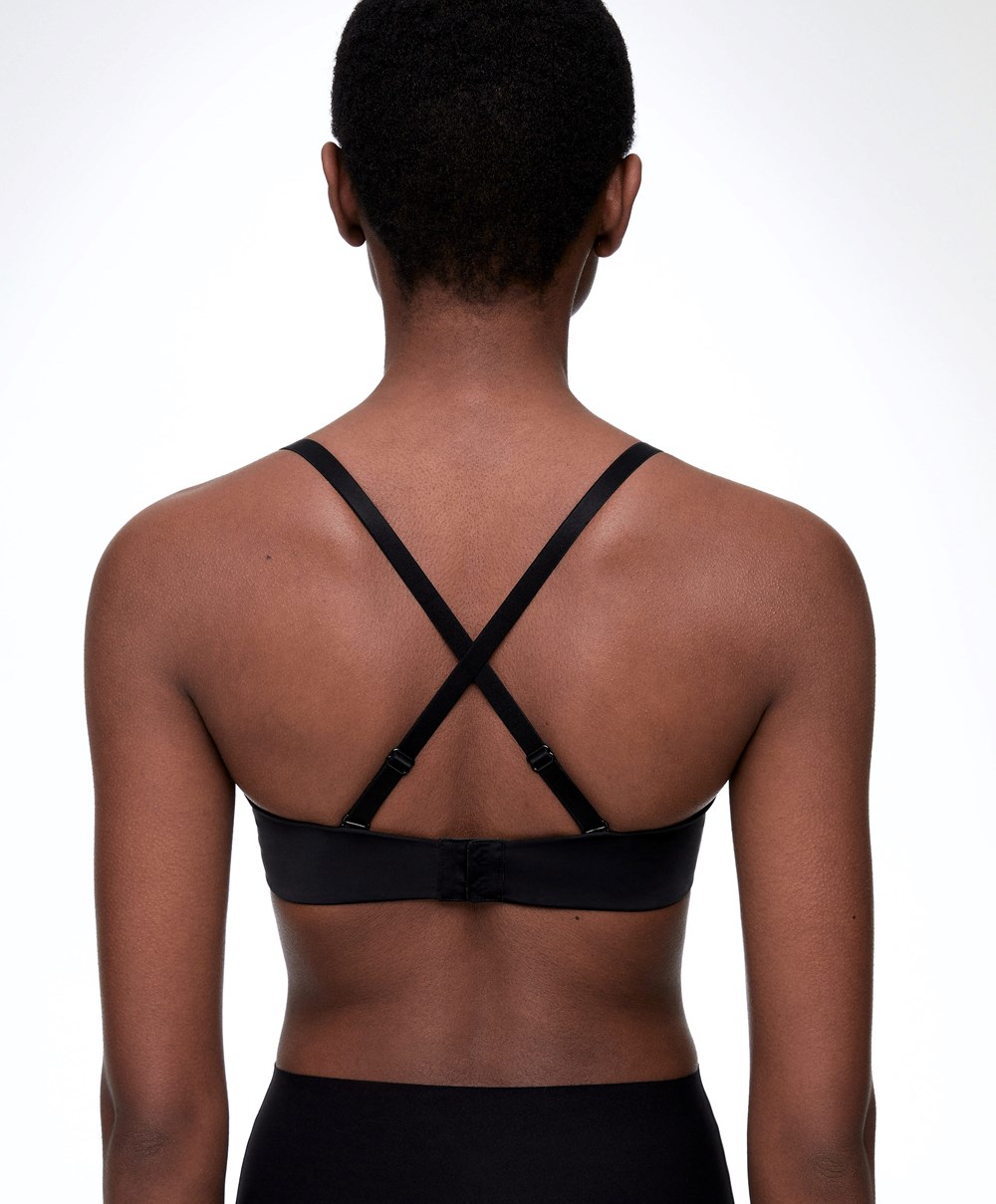 Oysho Polyamide Bra With Removable Straps μαυρα | IZPTYO-019