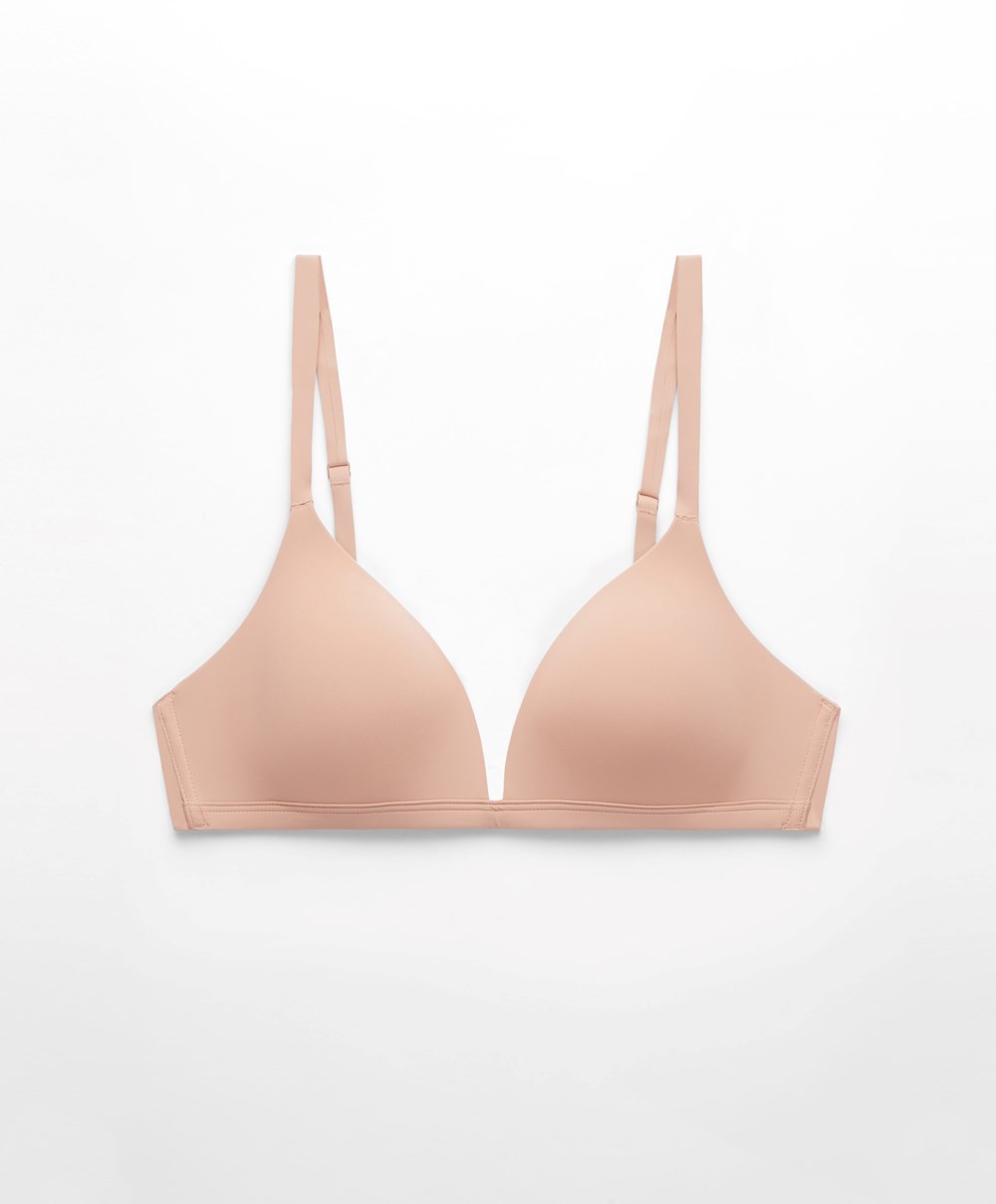 Oysho Polyamide Low-cut Triangle Bra Μπεζ | UTXZIN-546