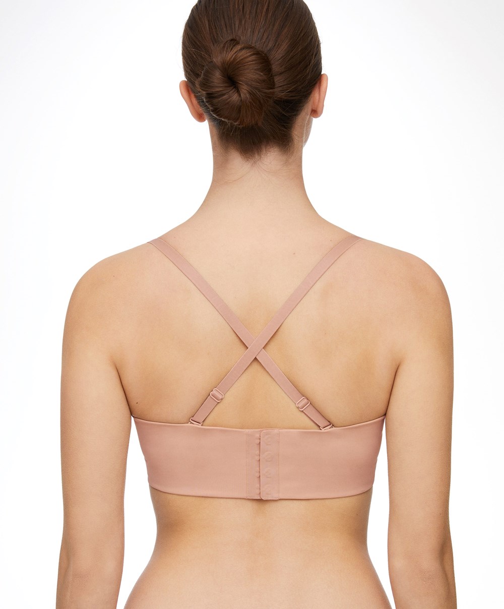 Oysho Polyamide Push-up Bandeau Bra Μπεζ | LOXYCK-235