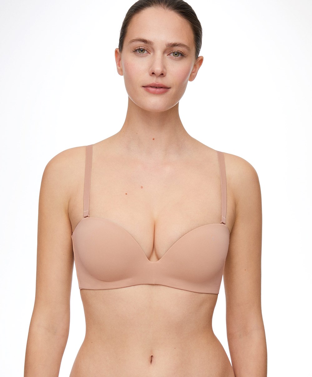 Oysho Polyamide Push-up Bandeau Bra Μπεζ | LOXYCK-235