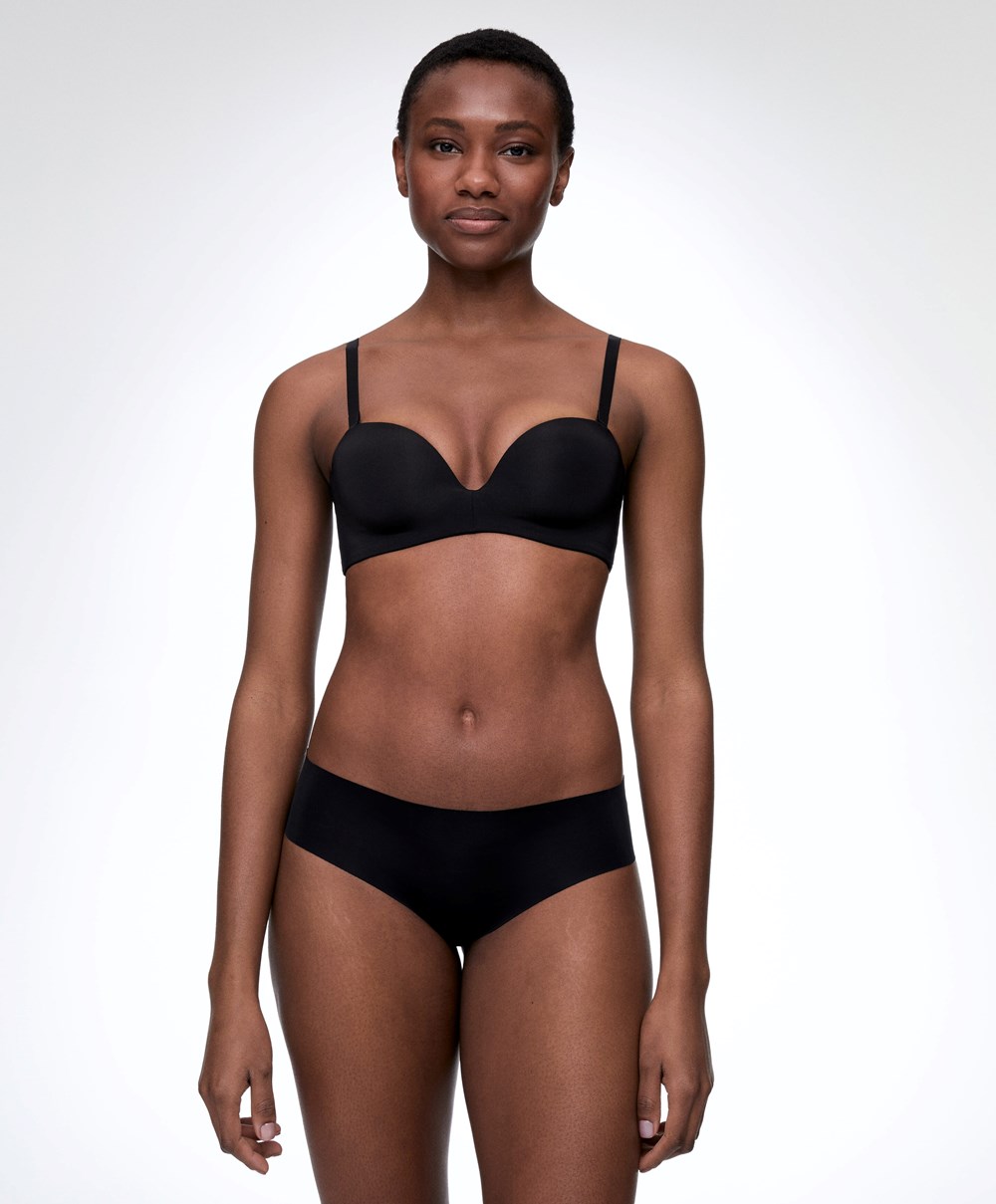 Oysho Polyamide Push-up Bandeau Bra μαυρα | QOSAVY-674