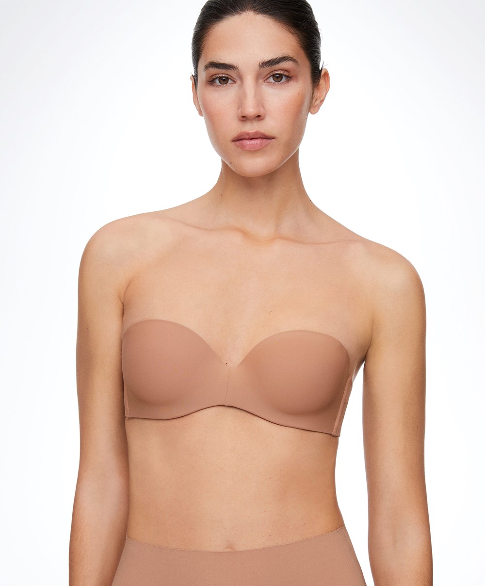 Oysho Polyamide Push-up Bra With Removable Straps Tan | BNRPTW-875