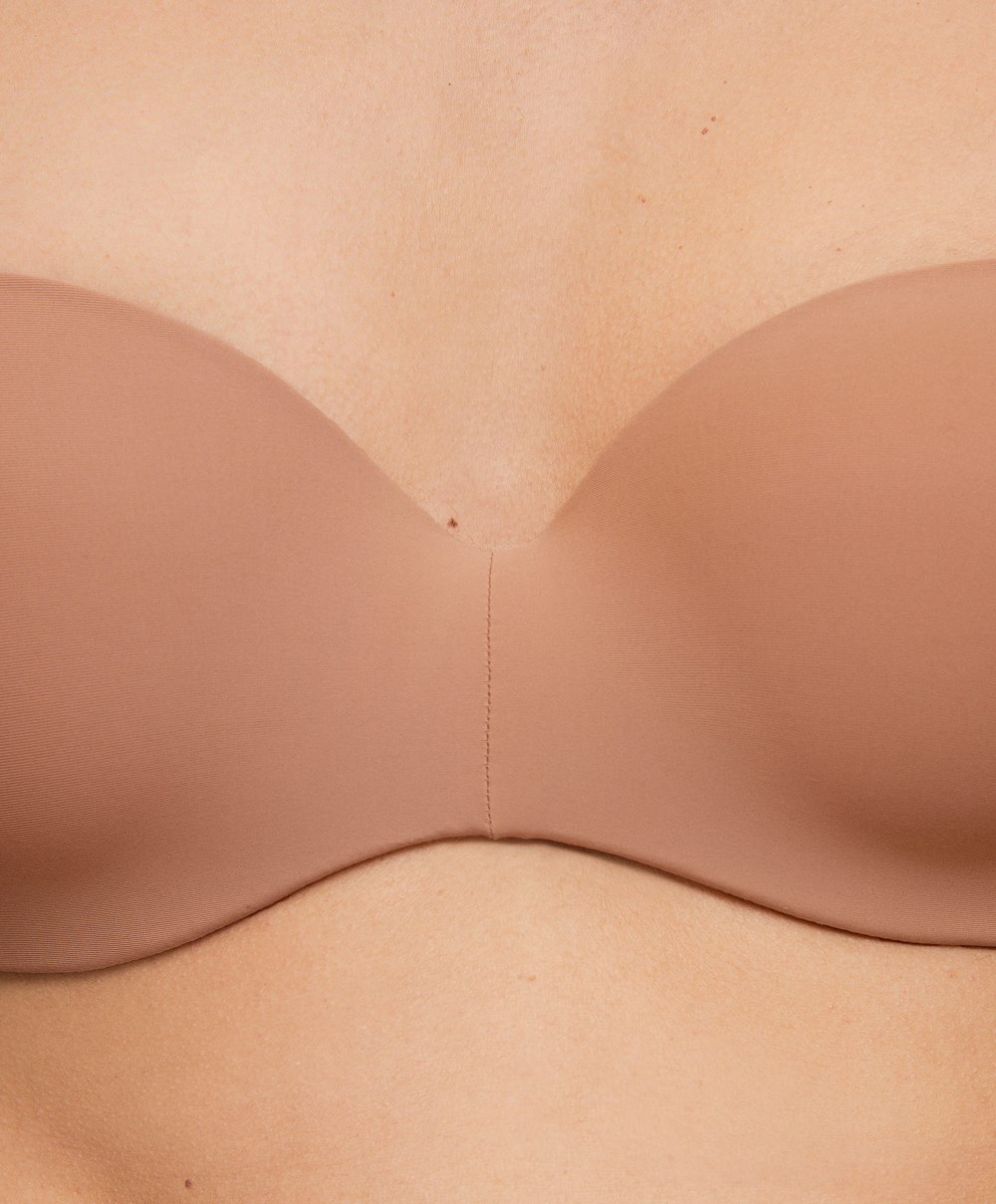 Oysho Polyamide Push-up Bra With Removable Straps Tan | BNRPTW-875