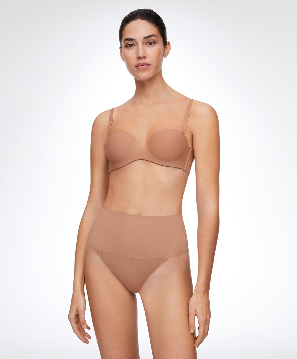 Oysho Polyamide Push-up Bra With Removable Straps Tan | BNRPTW-875