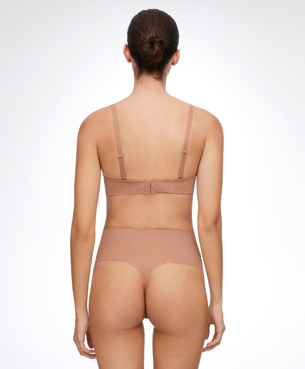 Oysho Polyamide Push-up Bra With Removable Straps Tan | BNRPTW-875