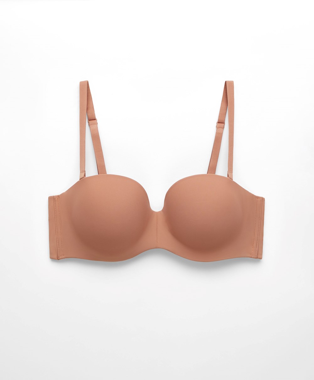 Oysho Polyamide Push-up Bra With Removable Straps Tan | BNRPTW-875