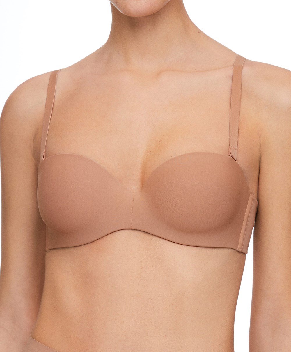 Oysho Polyamide Push-up Bra With Removable Straps Tan | BNRPTW-875