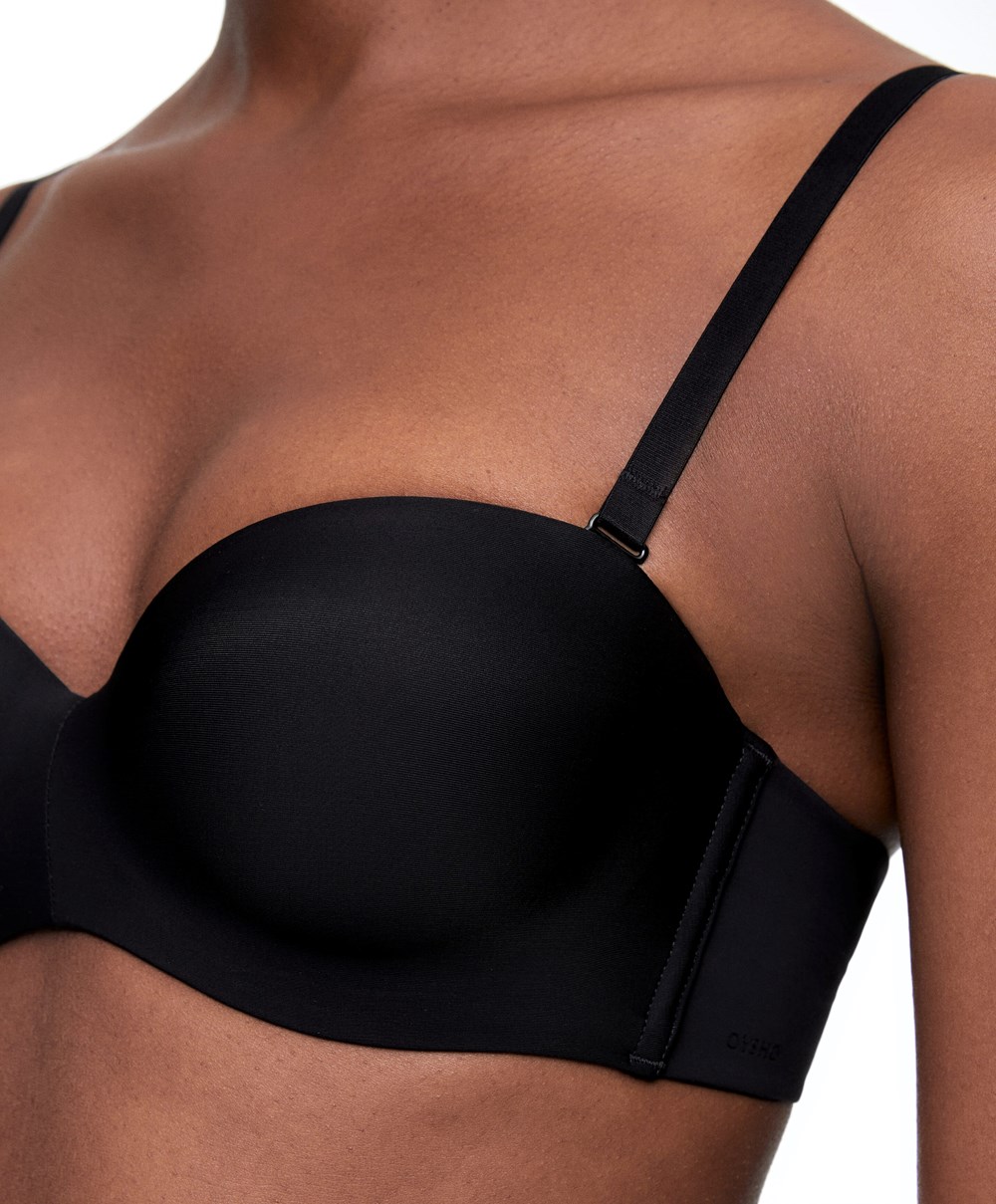 Oysho Polyamide Push-up Bra With Removable Straps μαυρα | JQPFHM-497