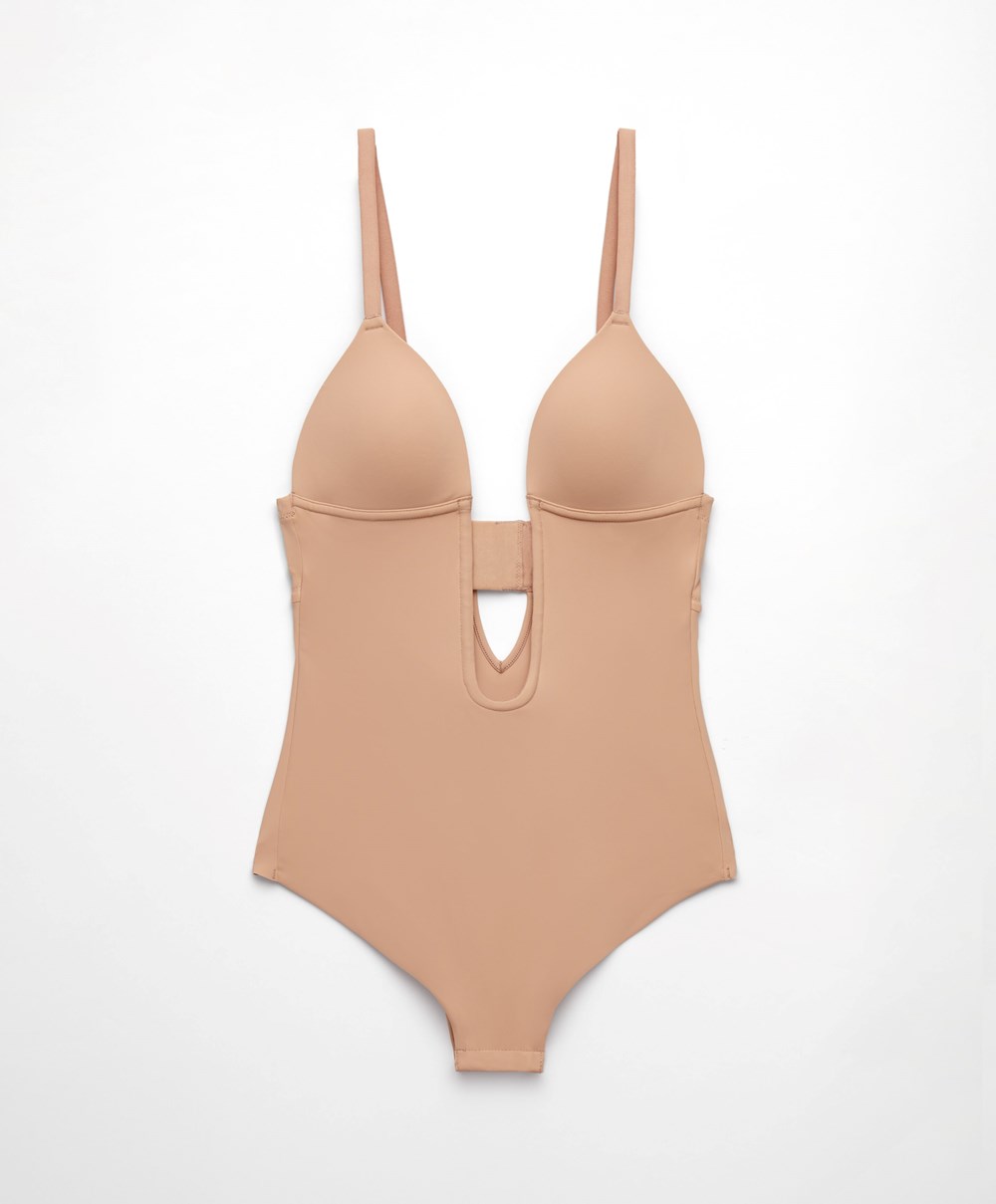 Oysho Polyamide U-neckline strappy Body Μπεζ | JCEPOM-762