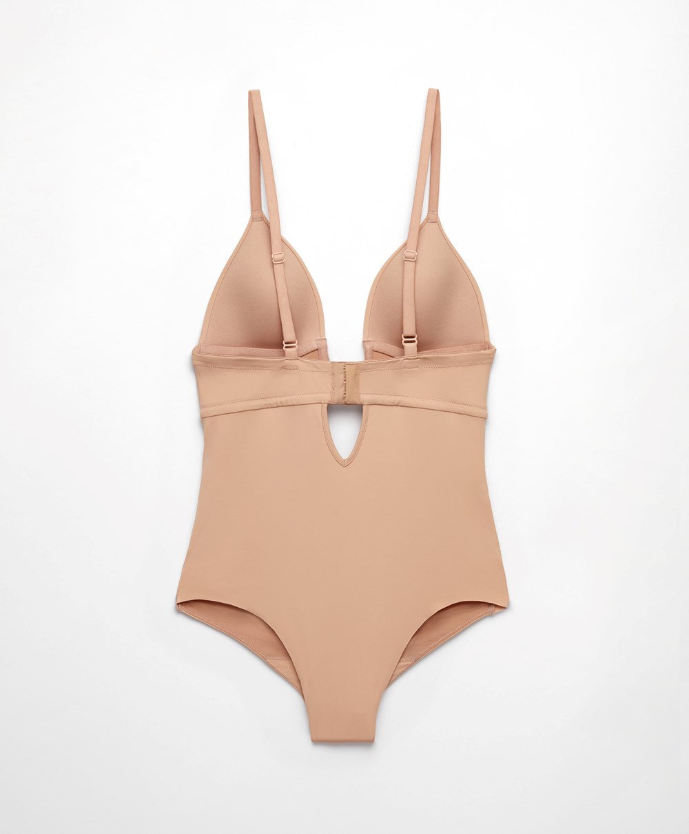 Oysho Polyamide U-neckline strappy Body Μπεζ | JCEPOM-762